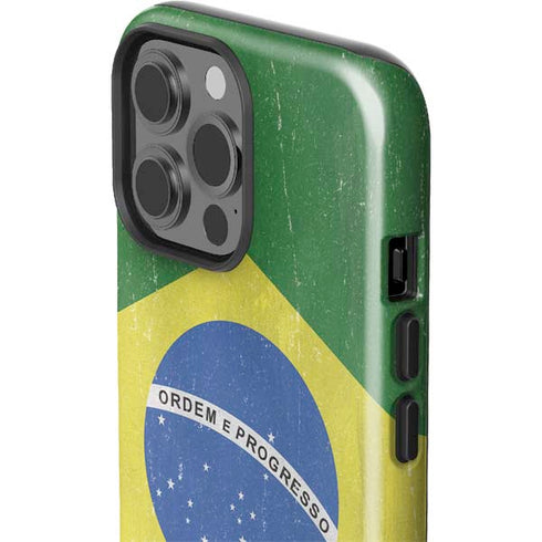 Brazil Flag Distressed iPhone 13 Pro Max Impact Case